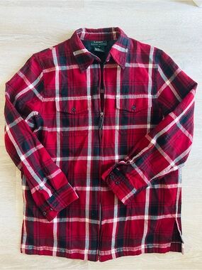 Ralph Lauren Red Plaid Wool Zip Shirt Jacket